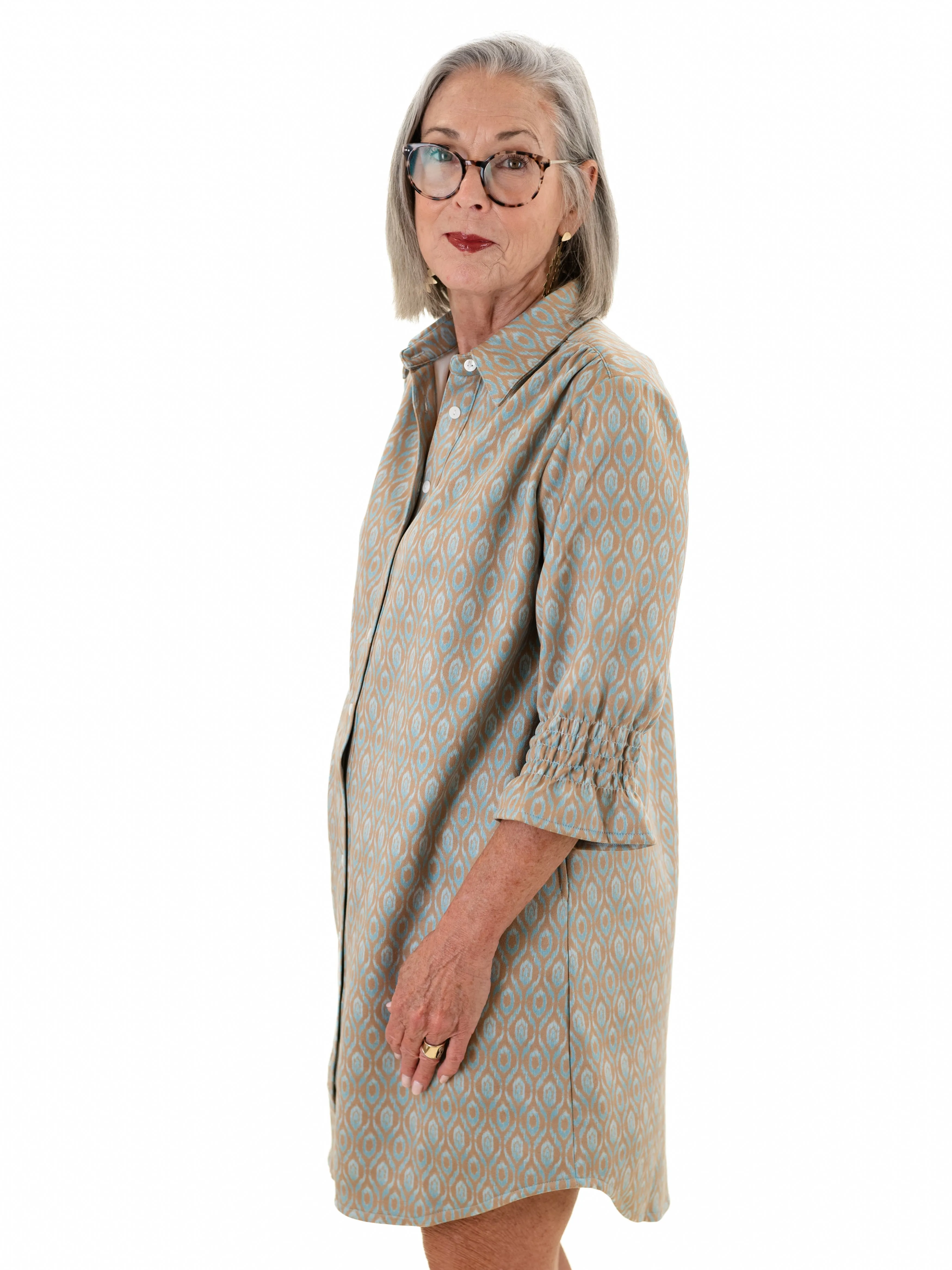 3/4 Sleeve Button Down Dress by Boho Chic