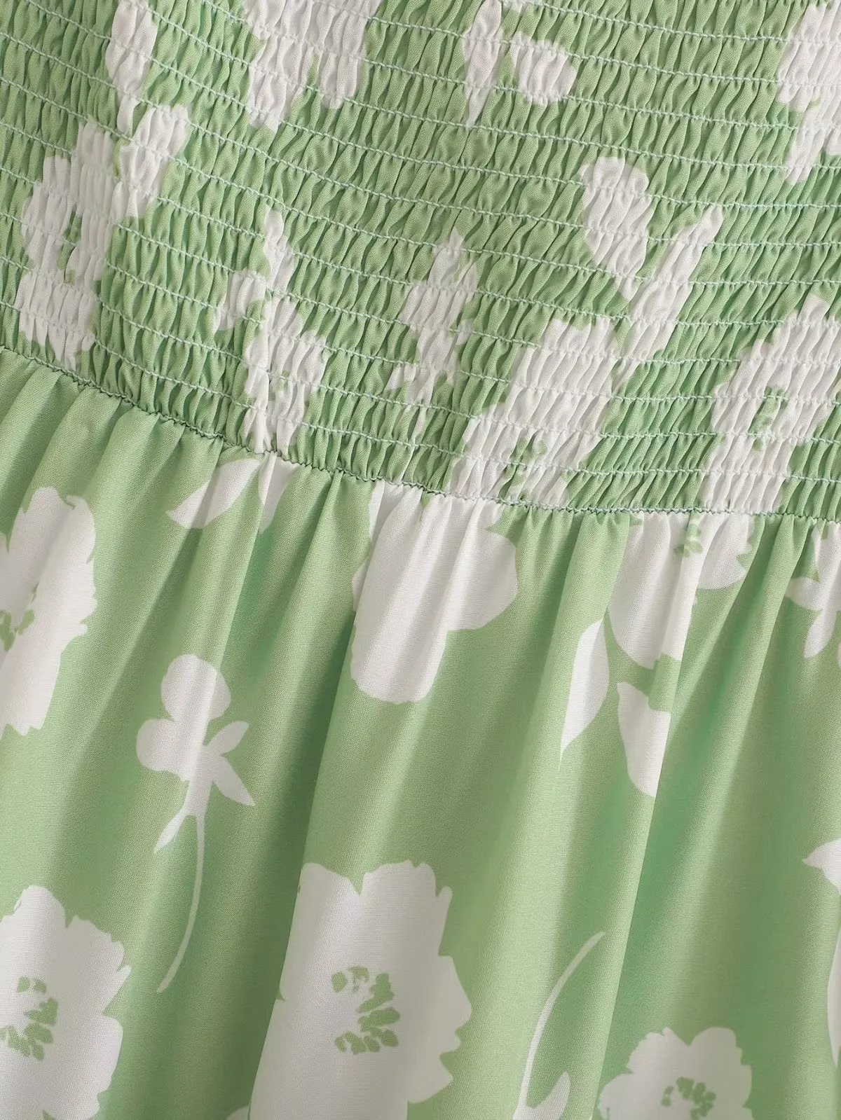 'Aspen' Floral Square-Neck Smocked Dress