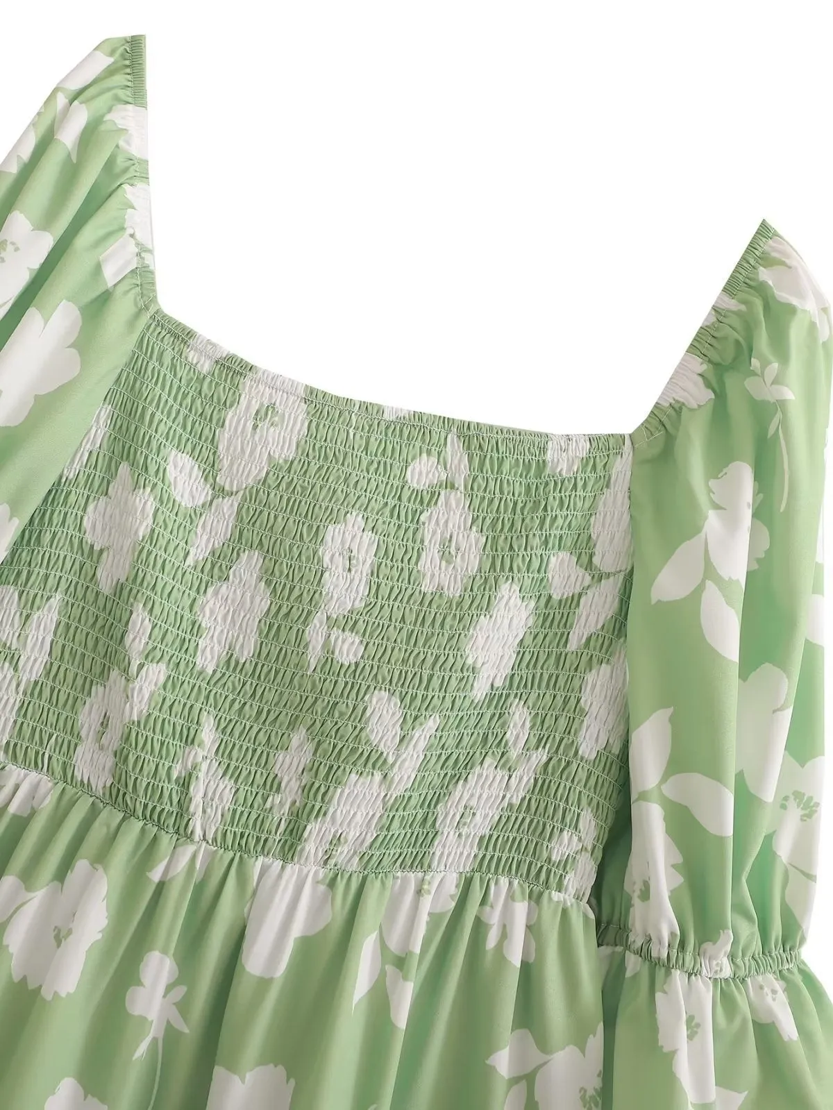 'Aspen' Floral Square-Neck Smocked Dress