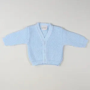 Baby Boys Knitted Cardigan - Blue - Traditional Style