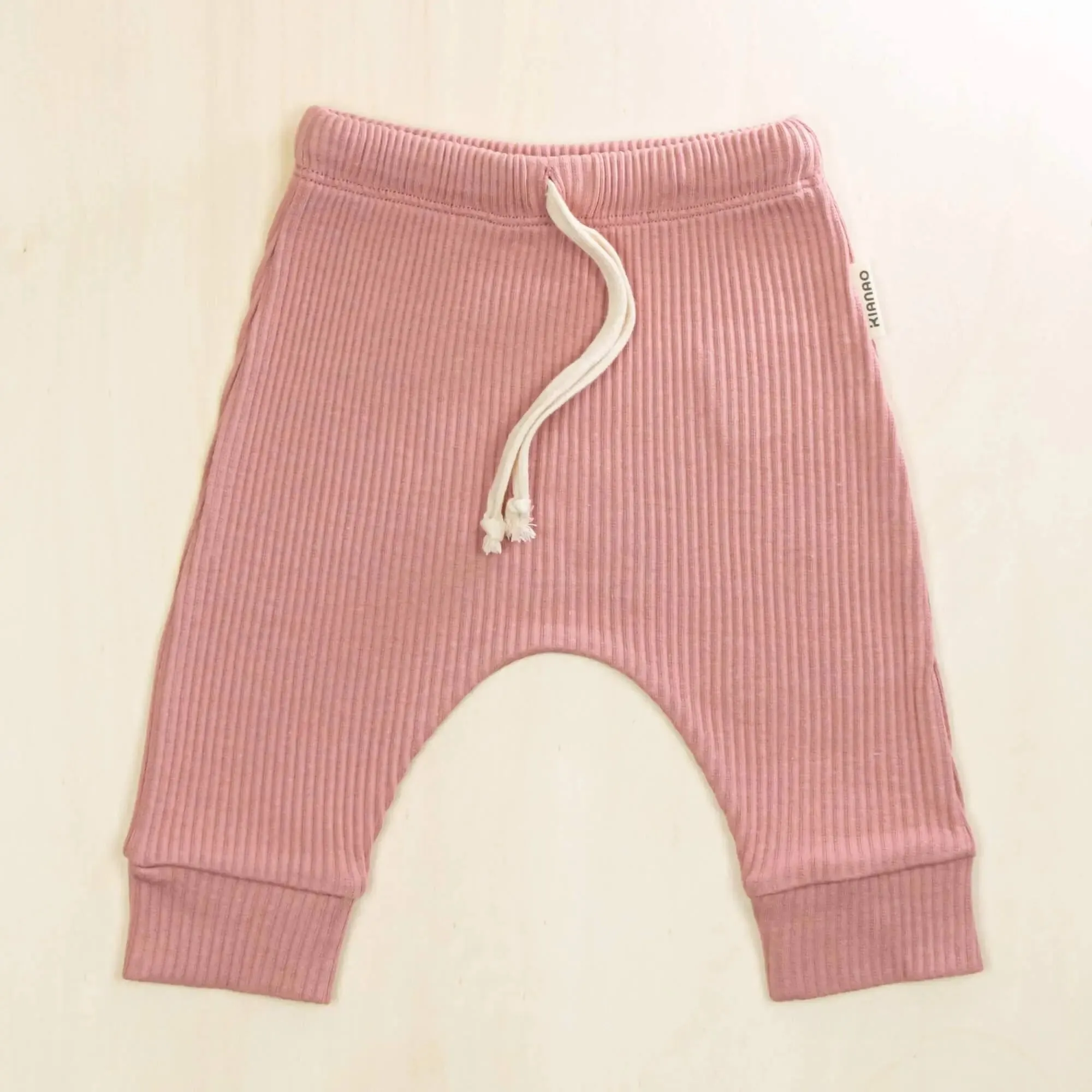 Baby Pants Organic Cotton | Soft Ribbed Drawstring Bottoms