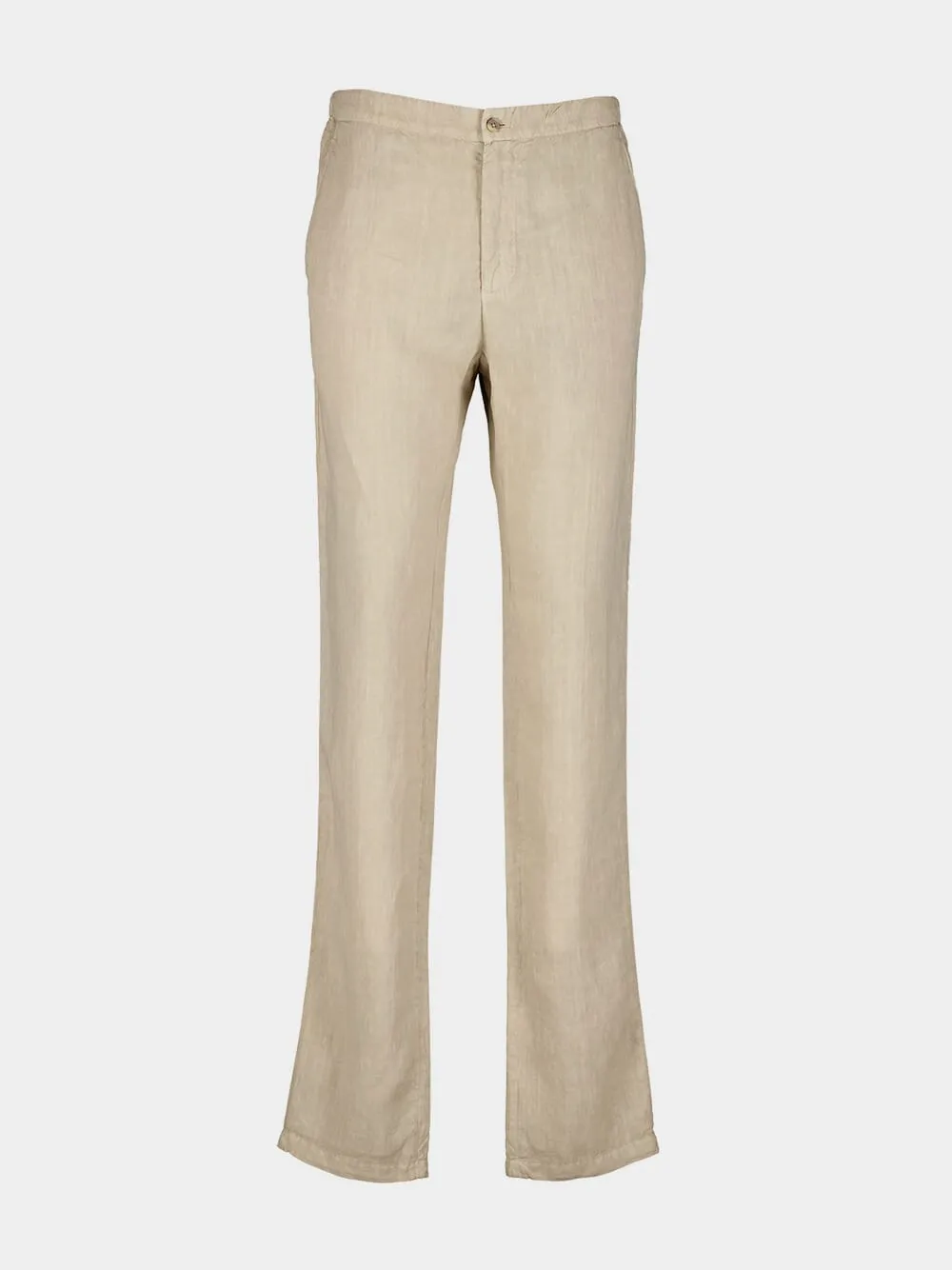Beige Linen Tailored Pants