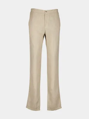 Beige Linen Tailored Pants