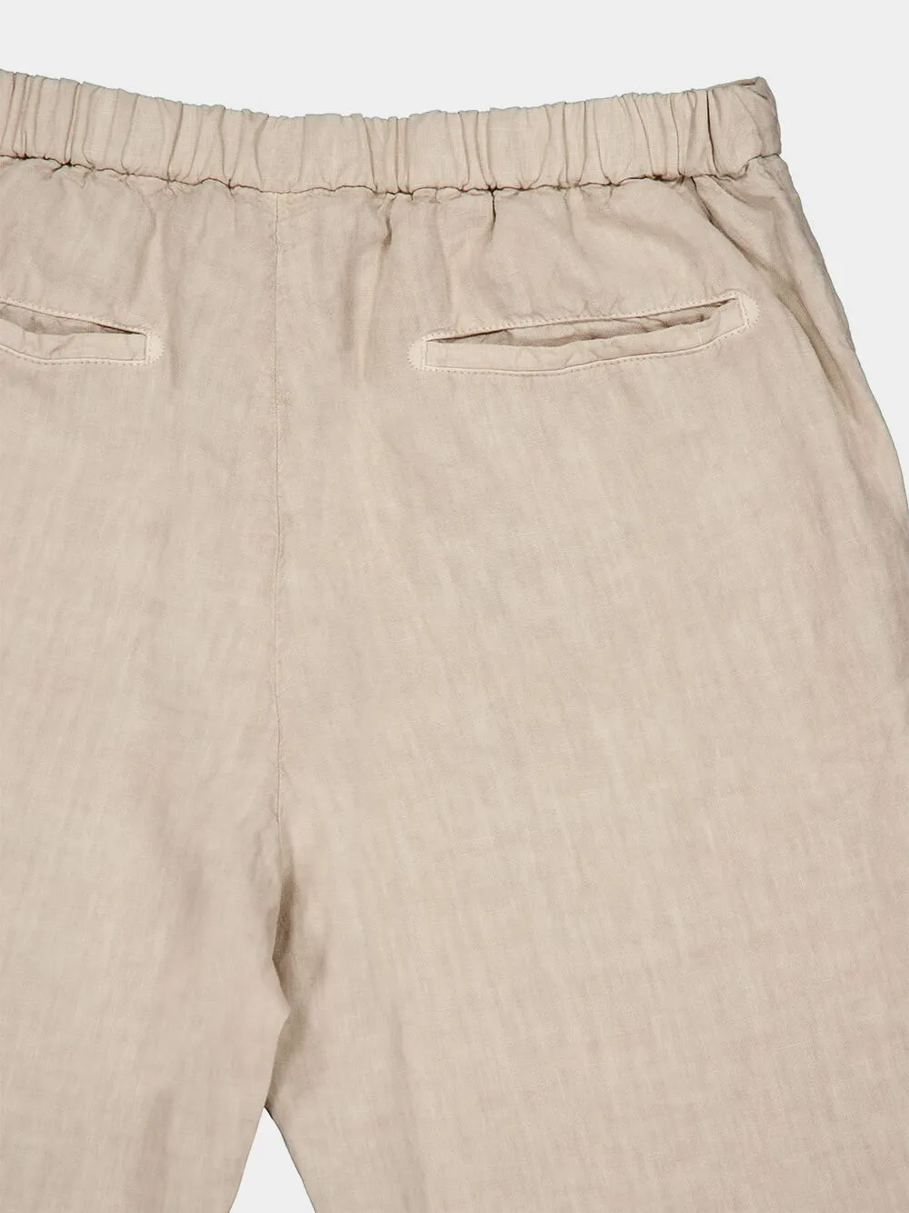 Beige Linen Tailored Pants