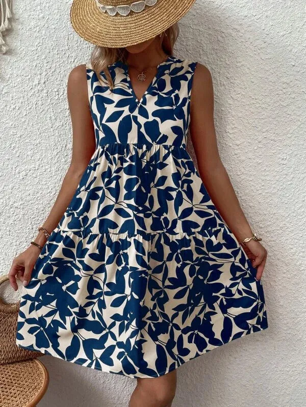 Boho Floral Multicolor Tiered Smock Dress