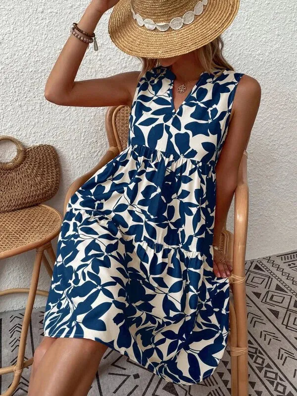 Boho Floral Multicolor Tiered Smock Dress
