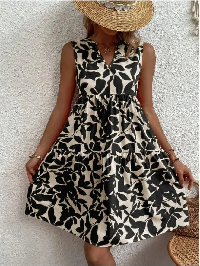 Boho Floral Multicolor Tiered Smock Dress