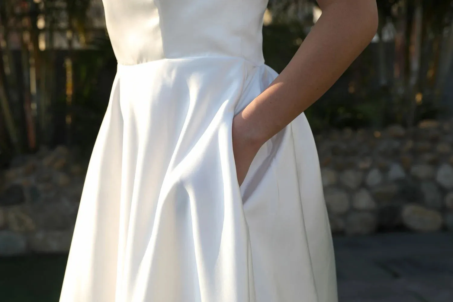 Boho Wedding Dresses for Bride  Vestidos De Novia A Line Satin Wedding Gowns with Pockets Plus Size Beach Bride Dresses
