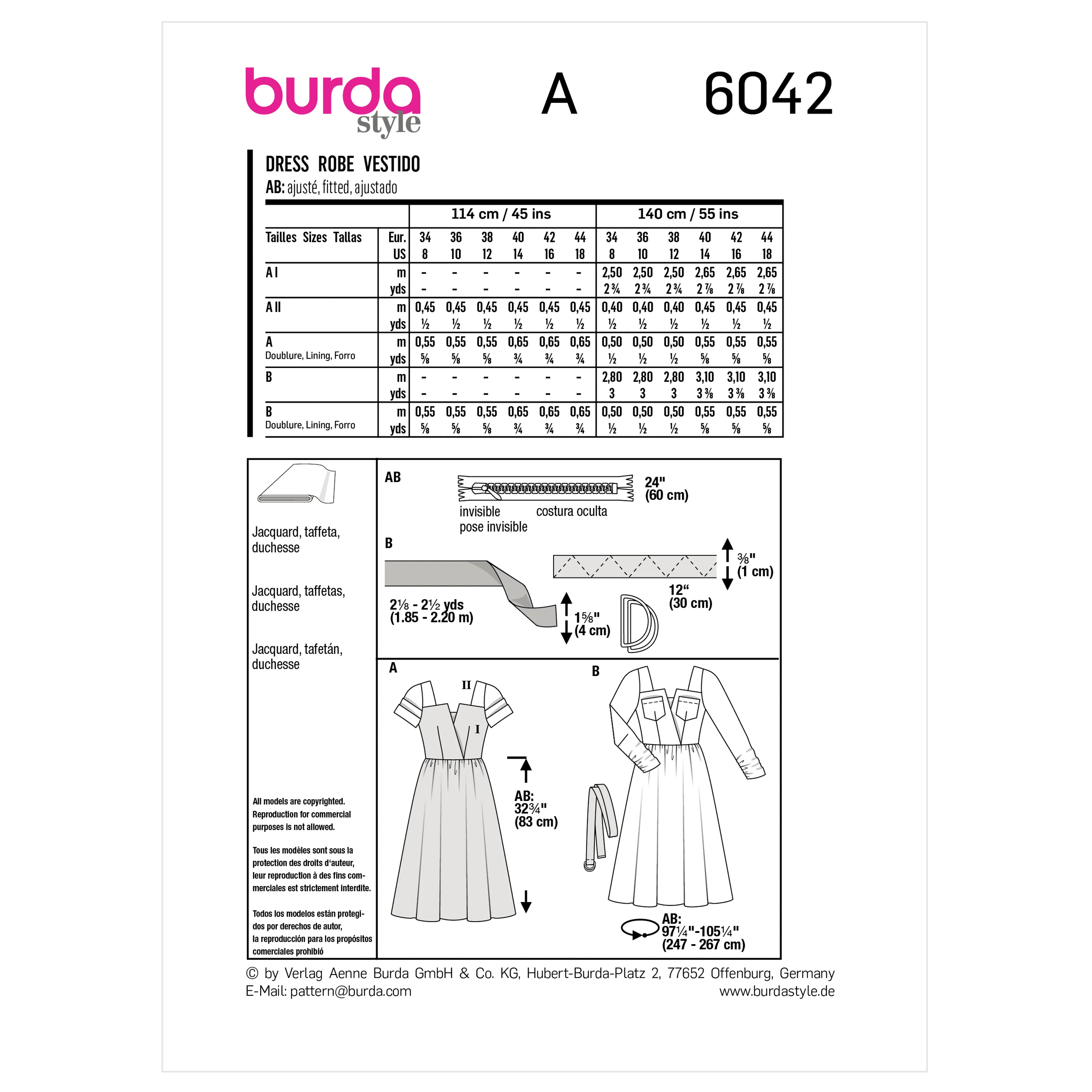 Burda Pattern 6042 Misses' Dress