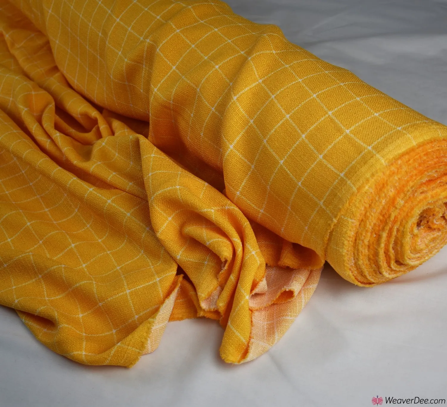 Check Linen Look Fabric - Yellow