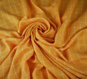 Check Linen Look Fabric - Yellow