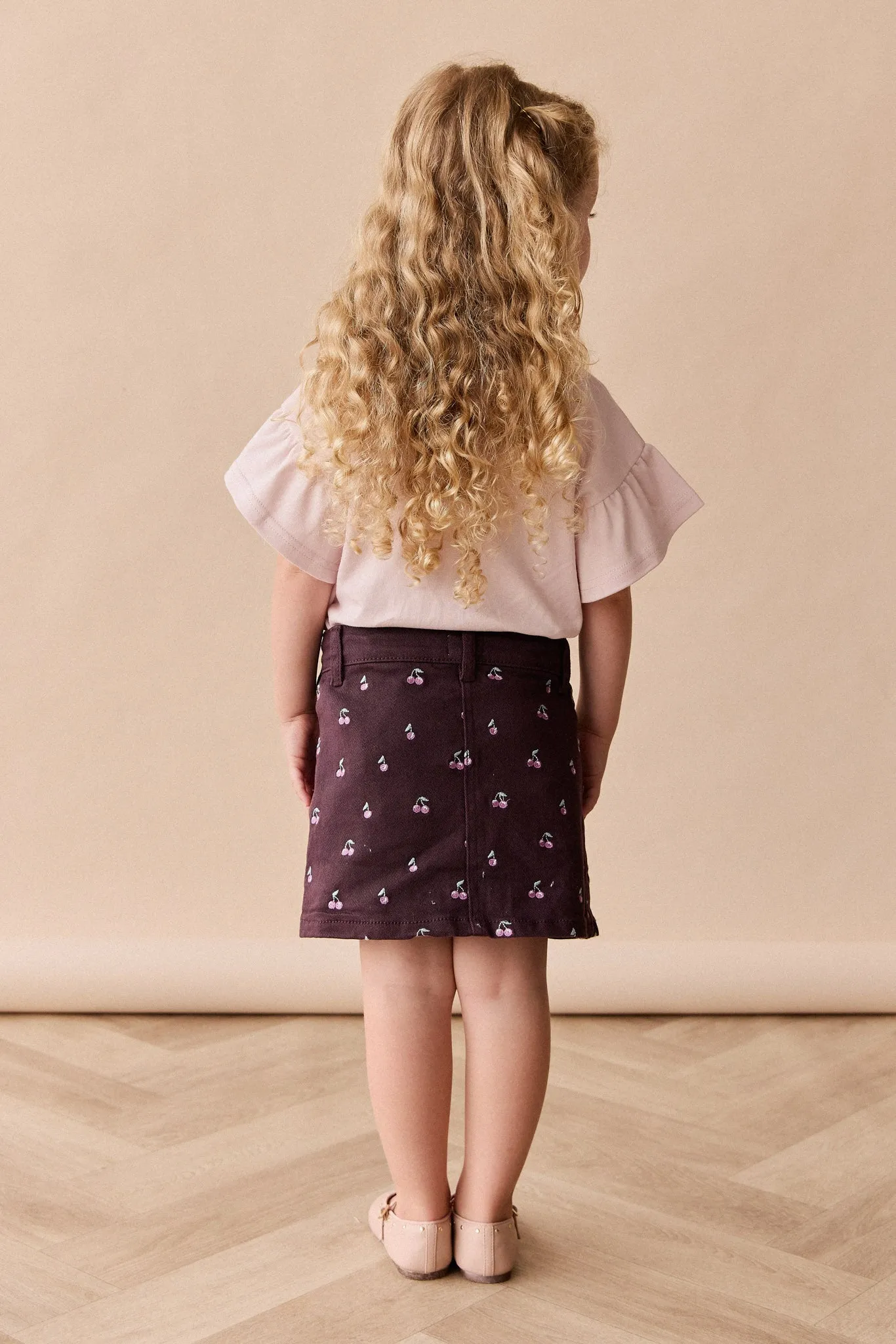 Chelsea Skirt - Cherry Love Plum Embroidery