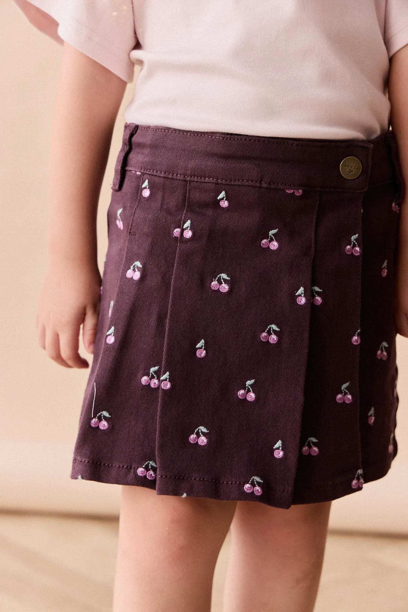 Chelsea Skirt - Cherry Love Plum Embroidery