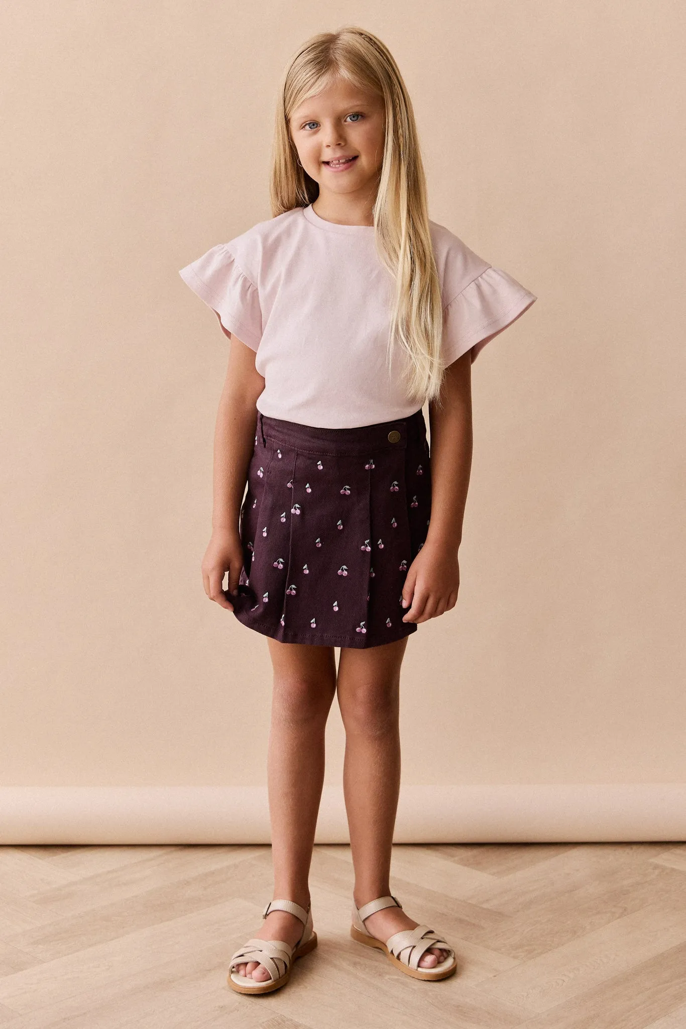 Chelsea Skirt - Cherry Love Plum Embroidery