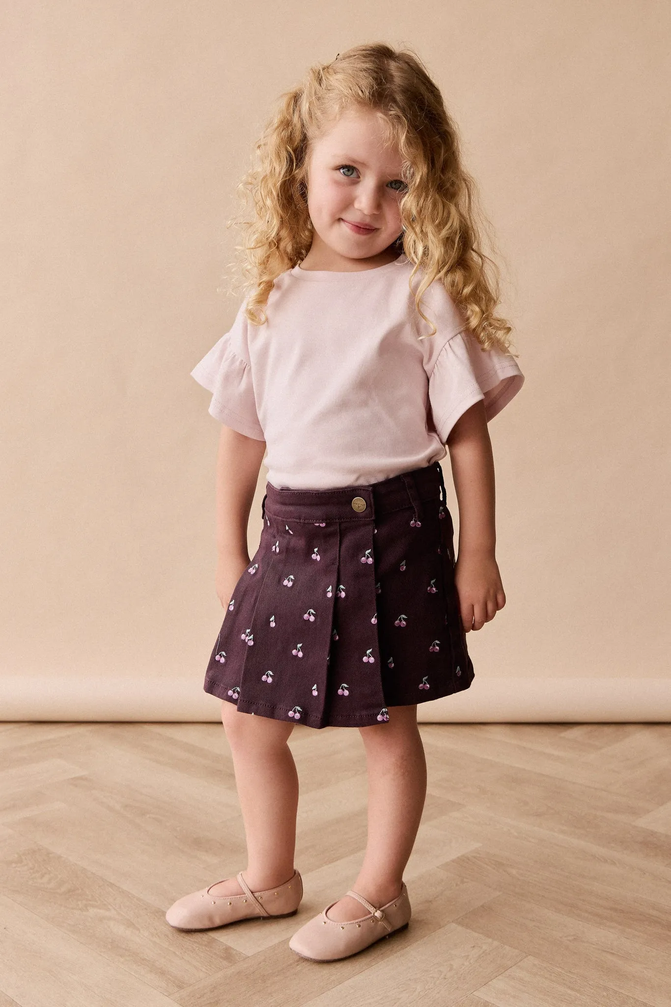 Chelsea Skirt - Cherry Love Plum Embroidery