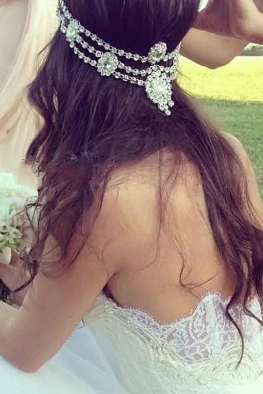 Chic Boho Beach Sweetheart Lace A Line Wedding Dress