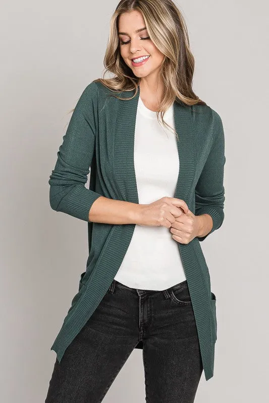 Classic Open Front Pocket Cardigan - ALL SALES FINAL