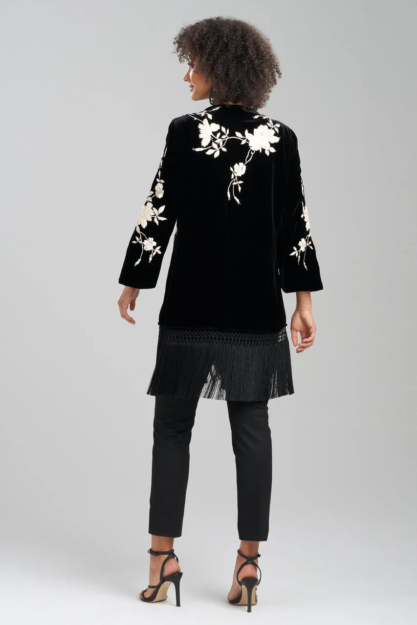 Couture Velvet Silk Embroidered Fringe Tunic