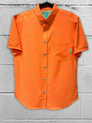 ESSENTIAL INFINITY SKULL TANGERINE BUTTON UP