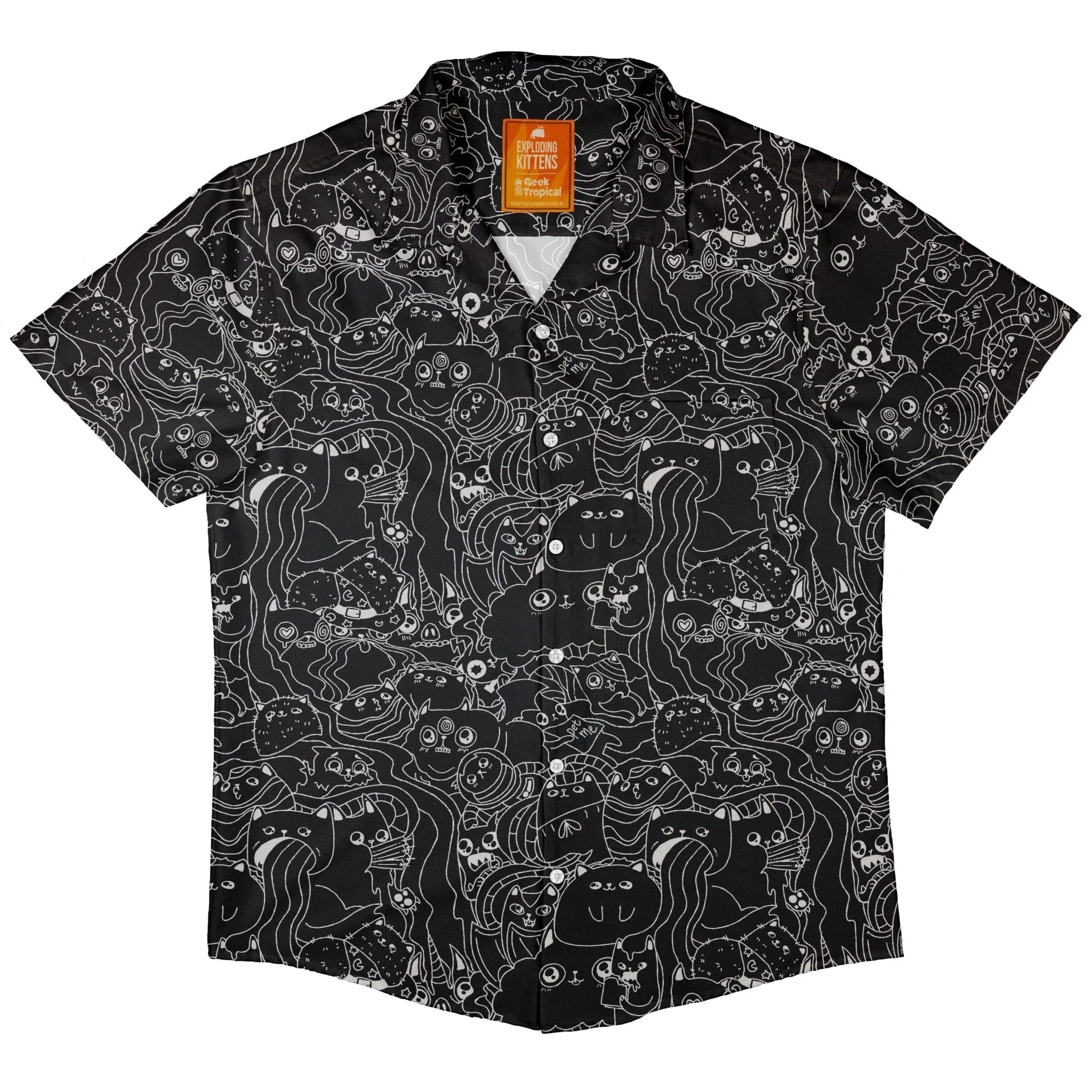 Exploding Kittens Mashup Black Button Up Shirt