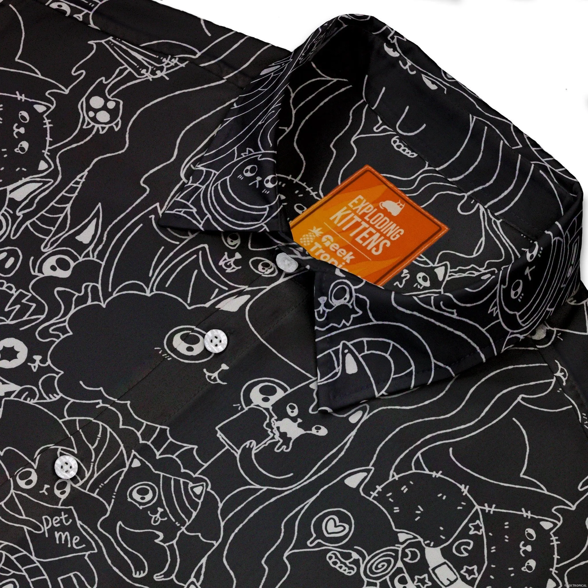Exploding Kittens Mashup Black Button Up Shirt