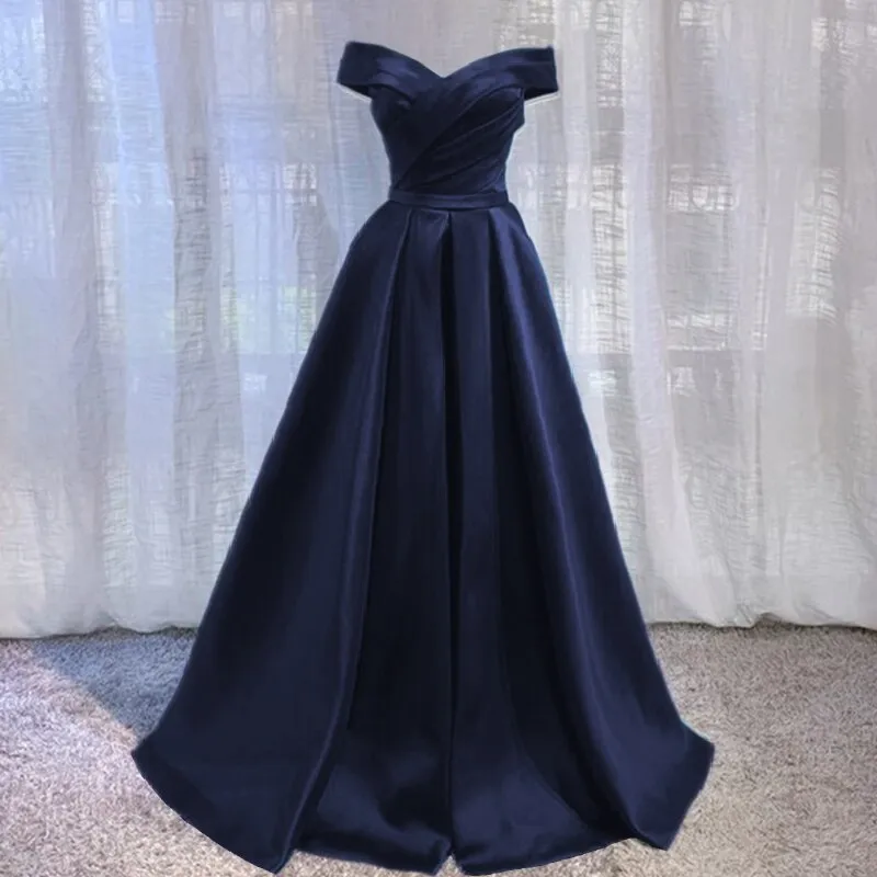 Getadme Beauty-Emily Vintage Off The Shoulder Evening Dresses Long Satin Prom Dress Elegant Women Formal Gowns Wedding Maxi Dress Party