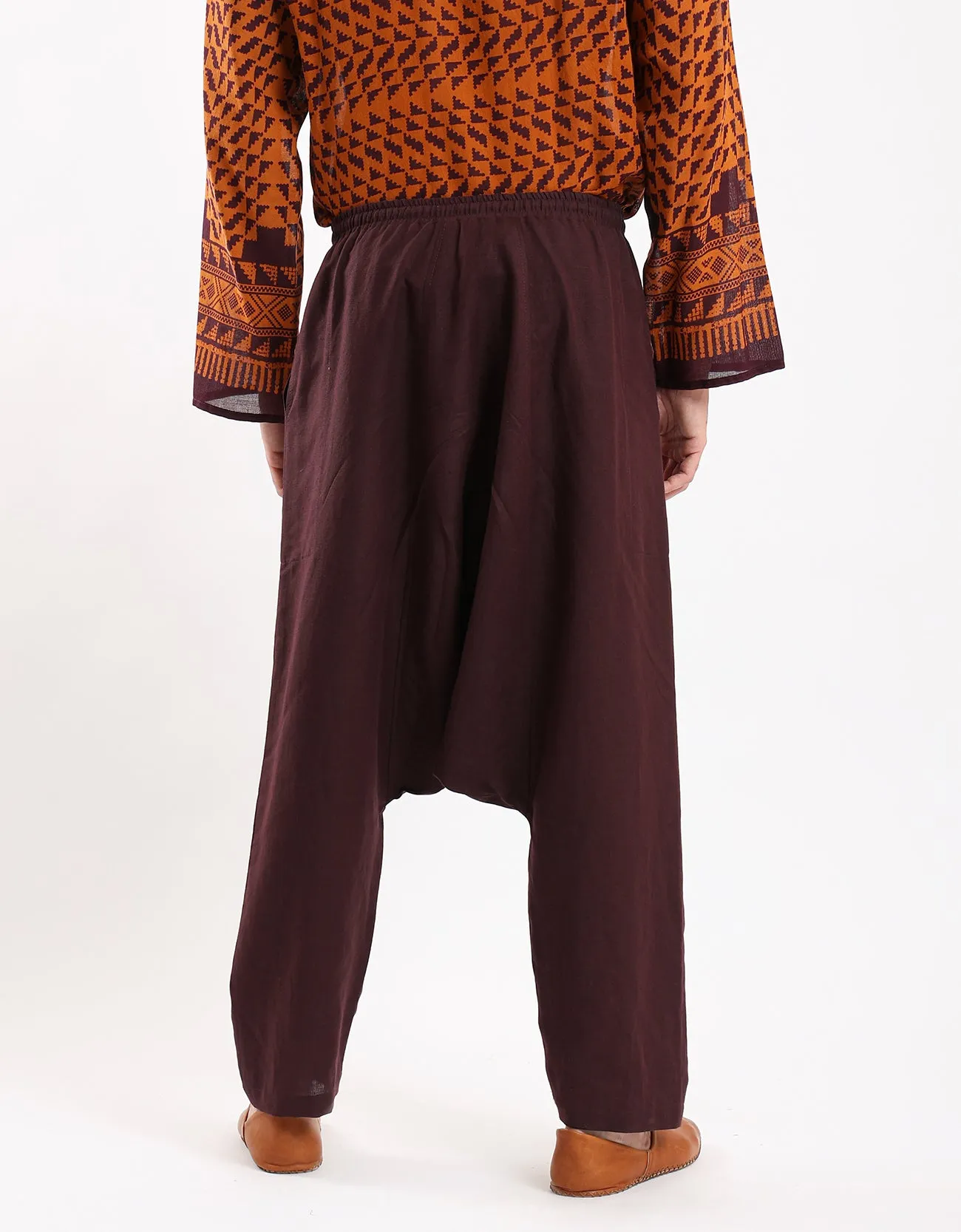 harem linen pants with elastic waistband