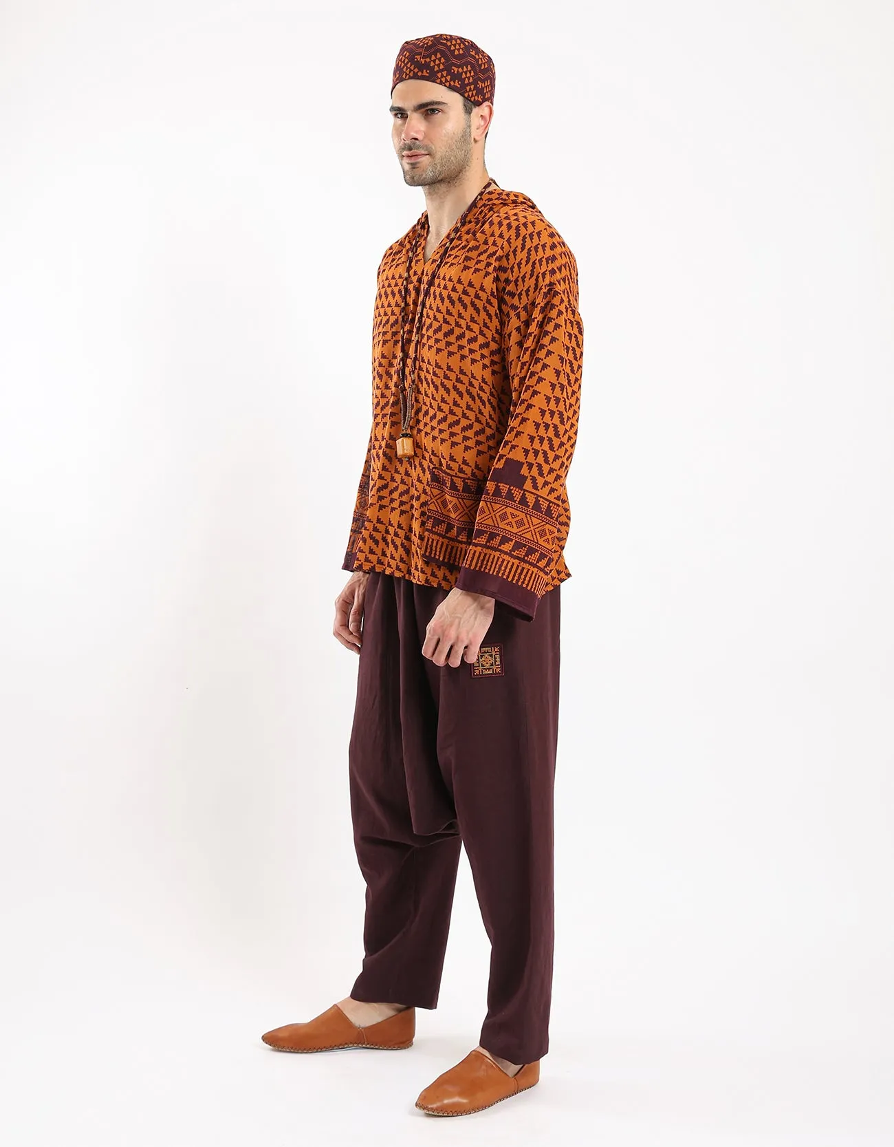 harem linen pants with elastic waistband