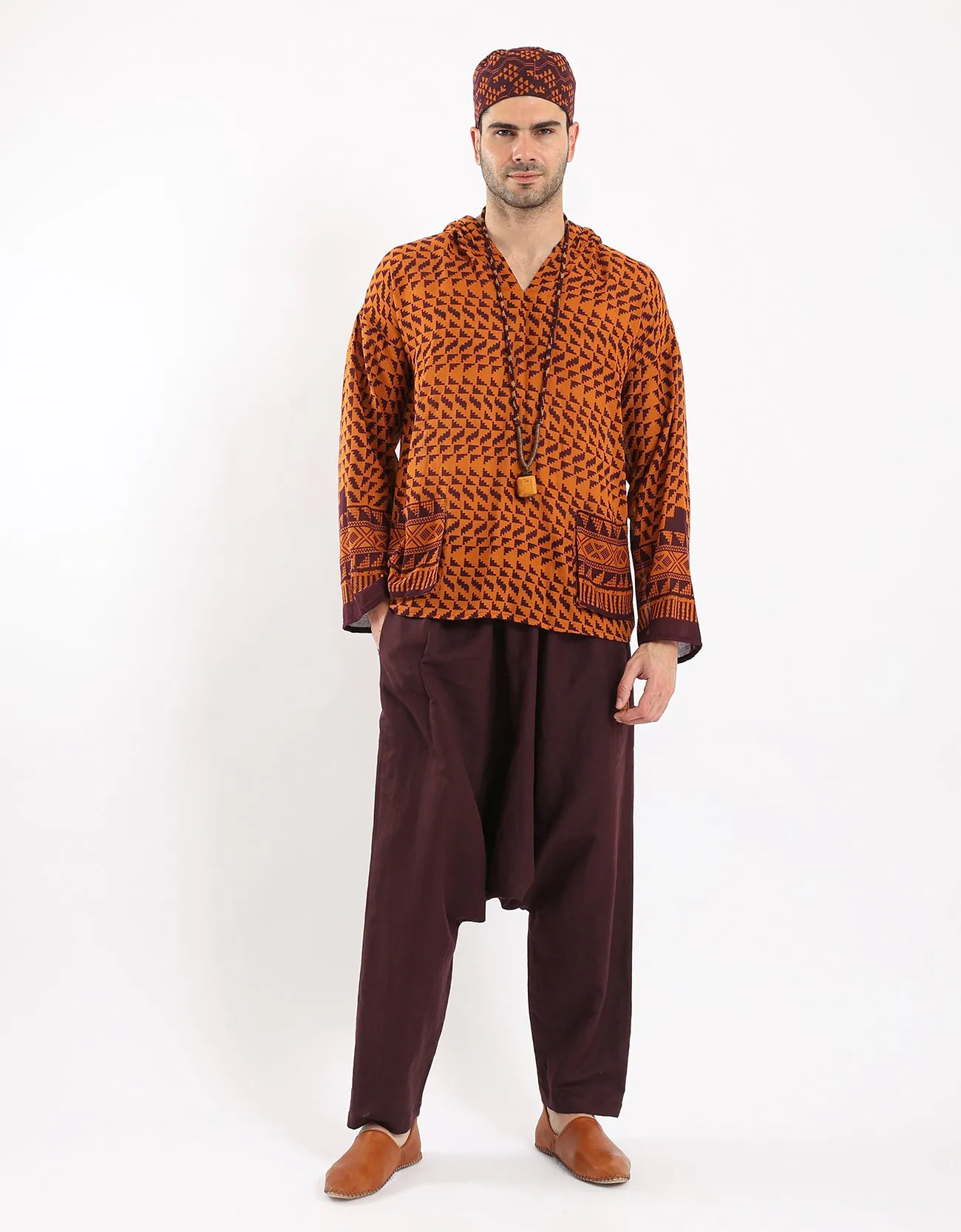 harem linen pants with elastic waistband