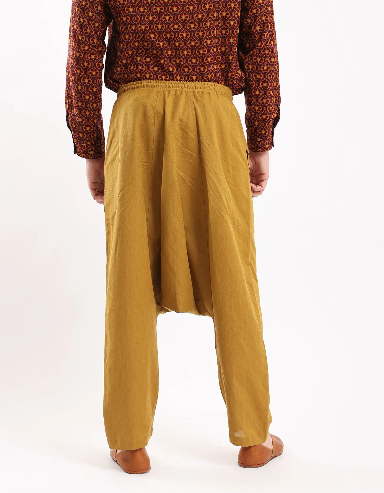 harem linen pants with elastic waistband