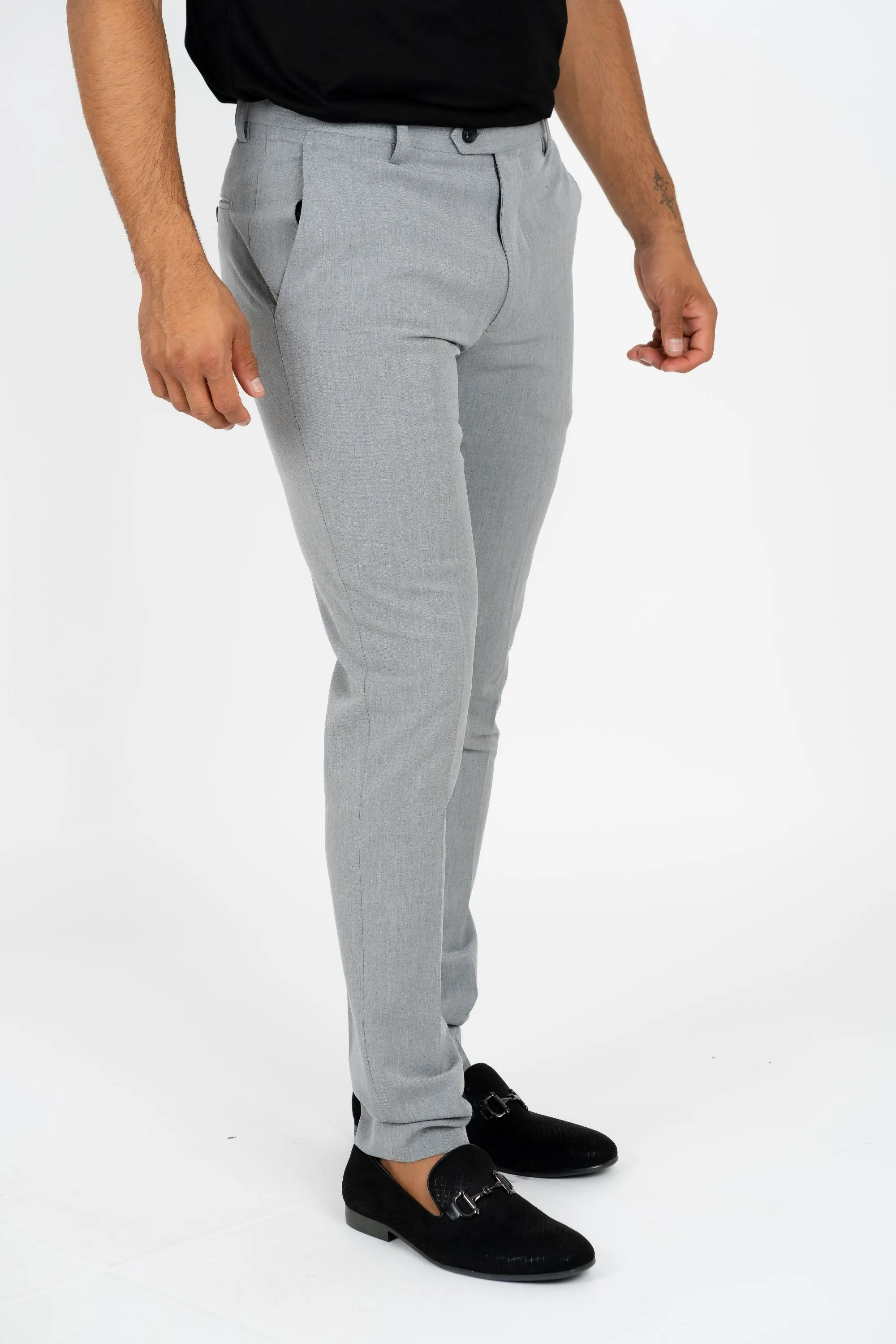 Heath Men's Light Gray Super Slim Dress Pants