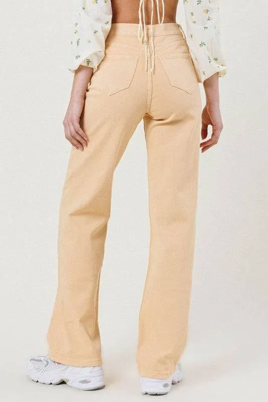 High waisted wide cut straight leg jeans