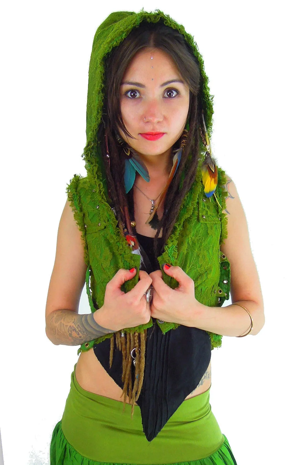 hooded bolero waistcoat with Gypsy lace