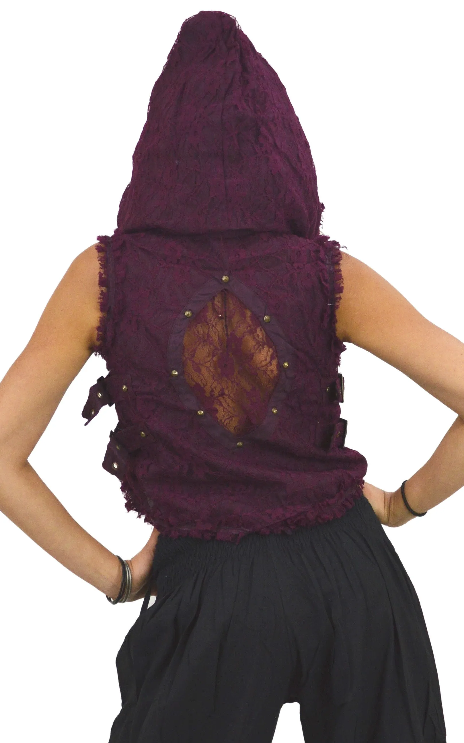 hooded bolero waistcoat with Gypsy lace