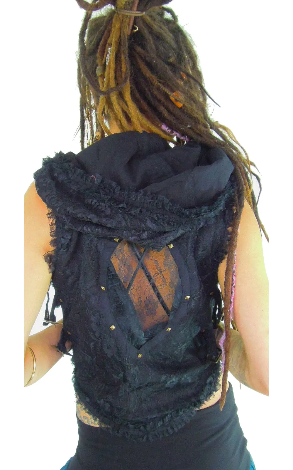 hooded bolero waistcoat with Gypsy lace