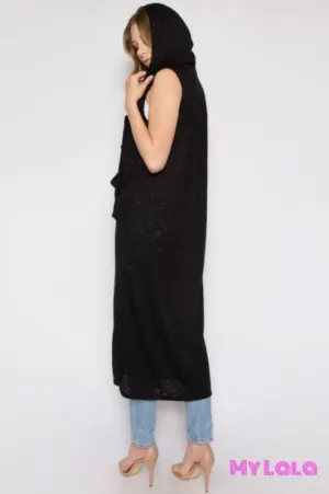 Hooded Sleeveless Cardigan (Black)