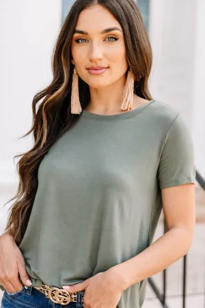 Let's Meet Later Light Olive Green Top