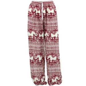 Loose Ali Baba Harem Elephant Trousers Pants - Red & White