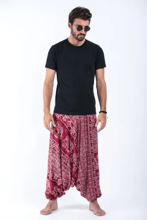 Marble Elephant Drop Crotch Men's Elephant Pants in Red