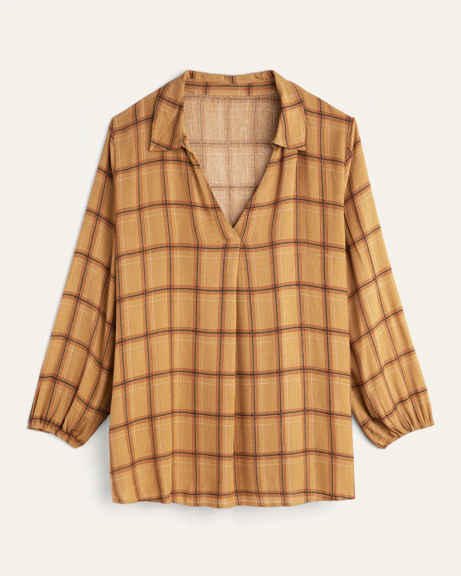 Matilda Plaid Button-Down Tunic | Brown