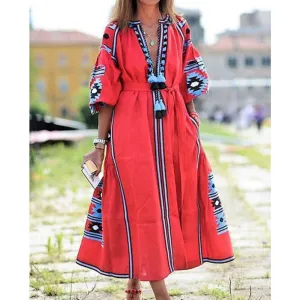 New Women Bohemia Print Long Dresses