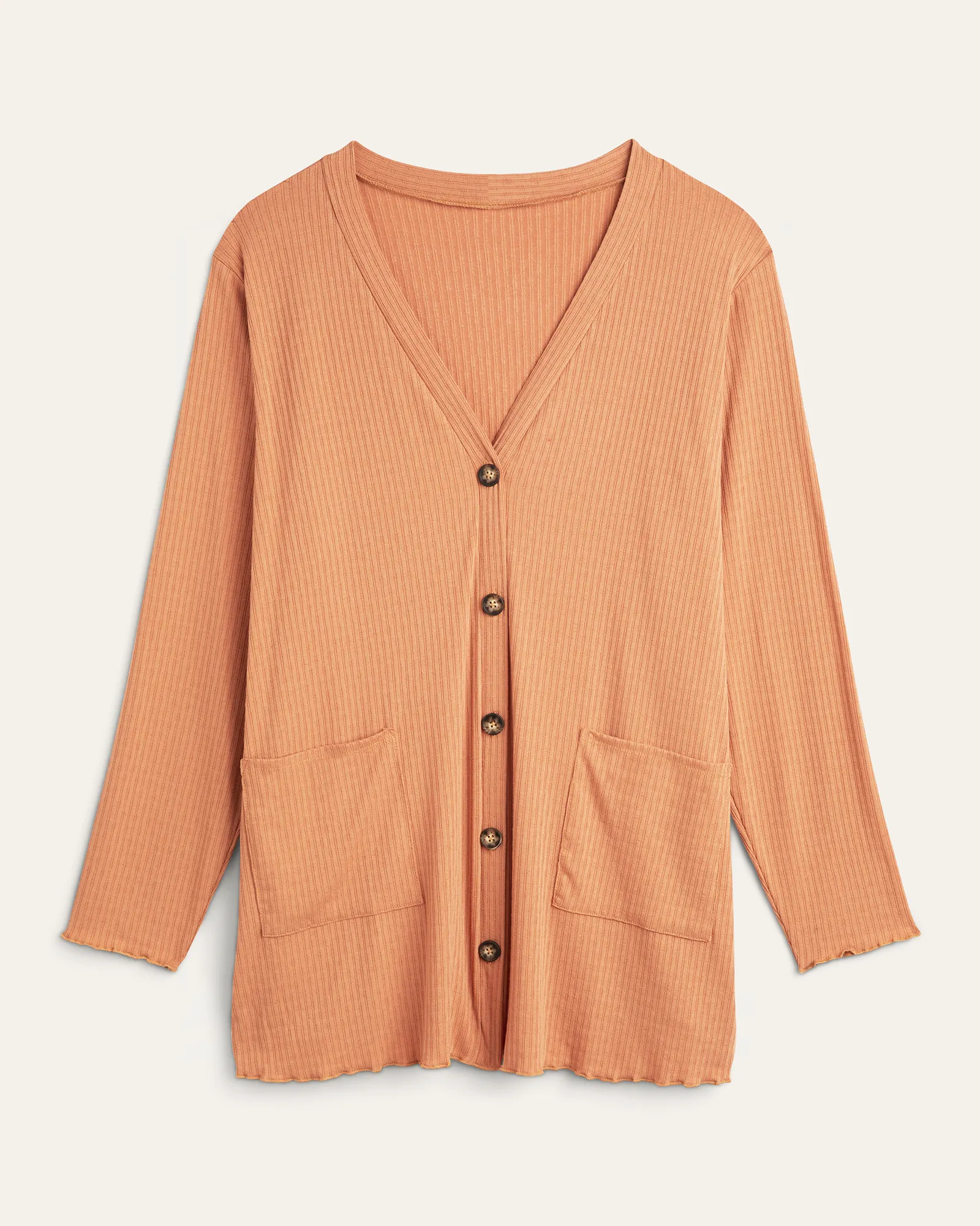Philomena Pointelle-Knit Cardigan | Orange
