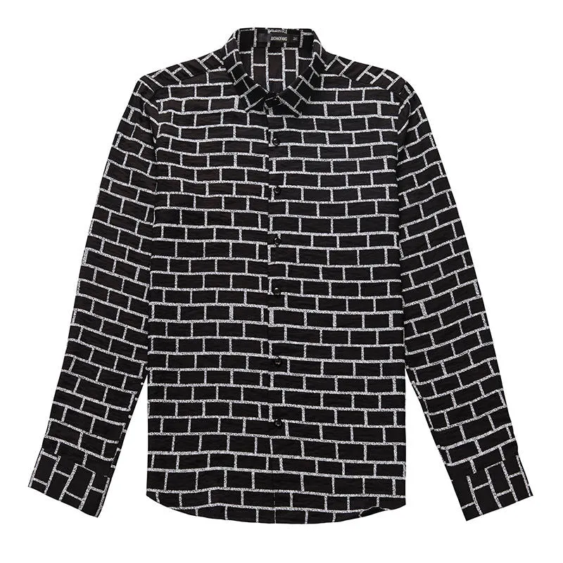 Plaid Black White Pattern Long Sleeve Shirt