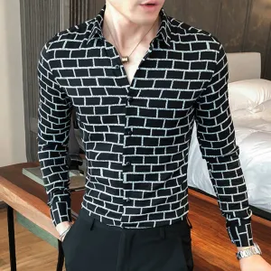 Plaid Black White Pattern Long Sleeve Shirt