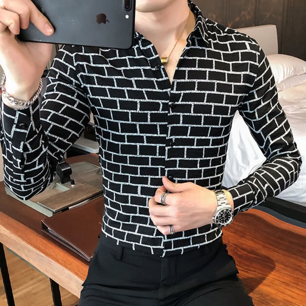 Plaid Black White Pattern Long Sleeve Shirt