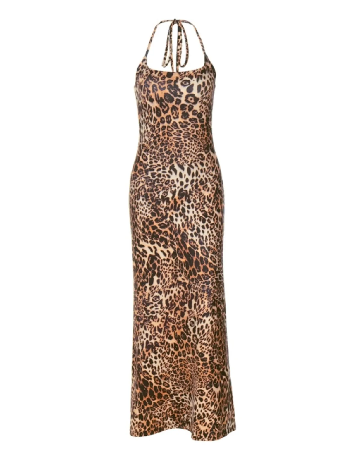 Preslee Leopard Halter Neck Maxi Dress