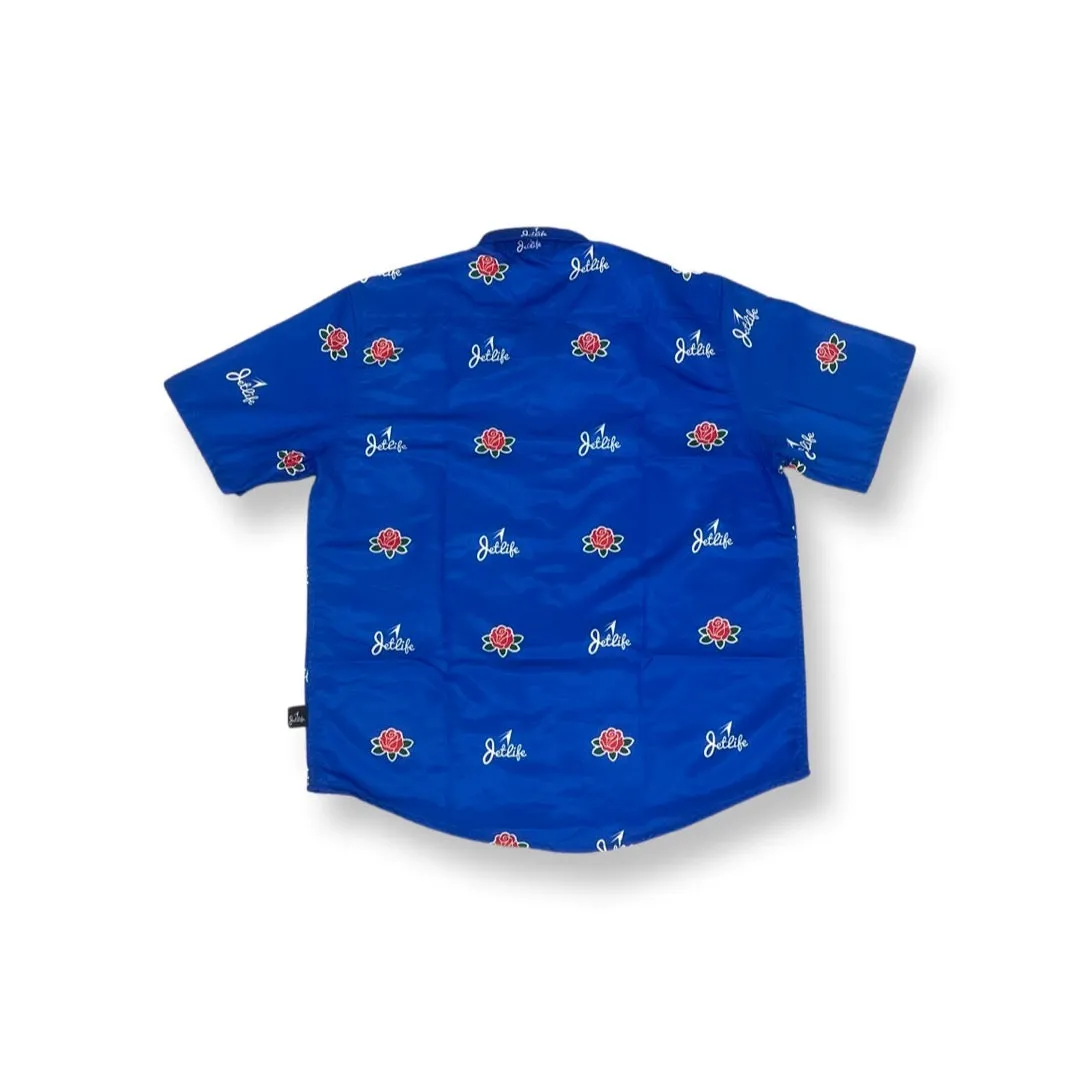"House Of Flowers" Button Up (Royal)