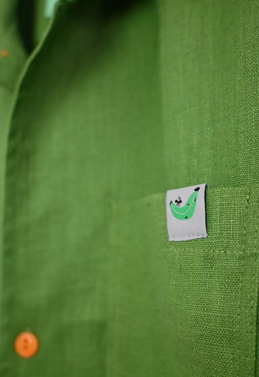 "Tutti Frutti" Linen Shirt - Plantain Green