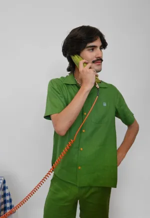 "Tutti Frutti" Linen Shirt - Plantain Green