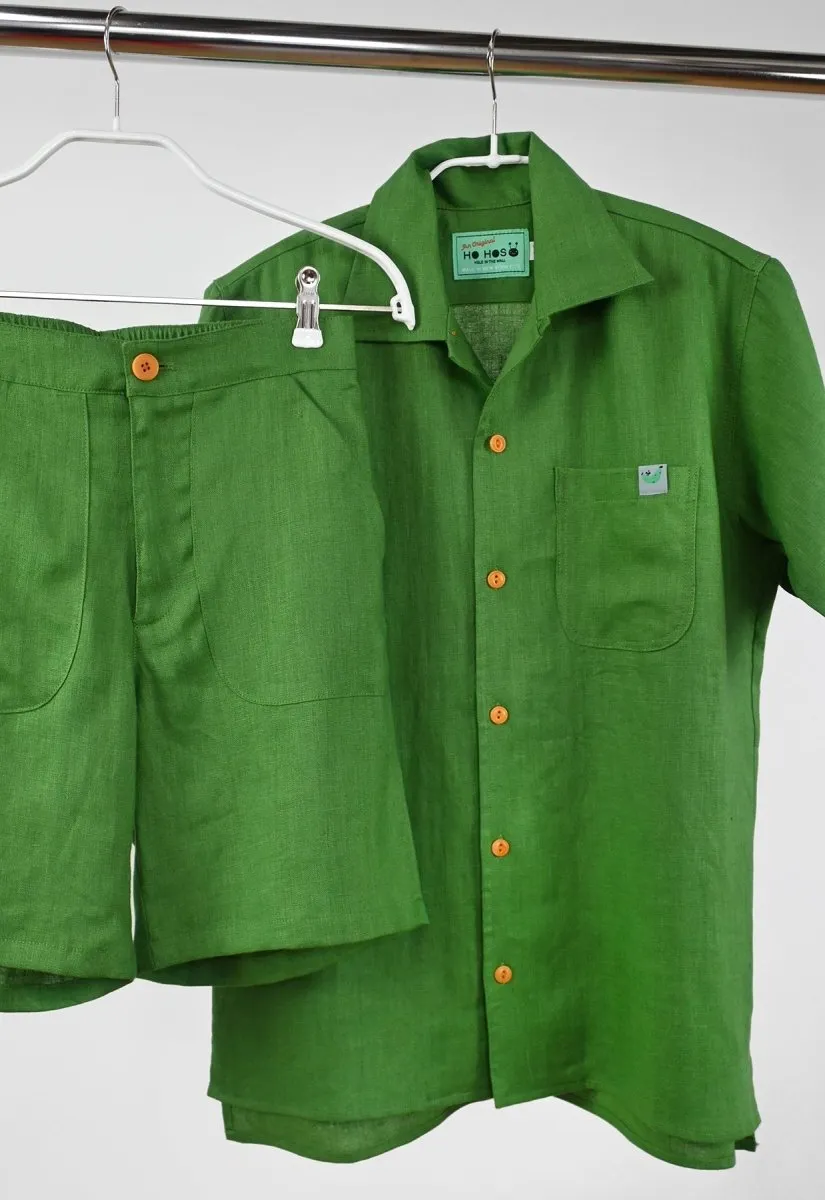 "Tutti Frutti" Linen Shirt - Plantain Green